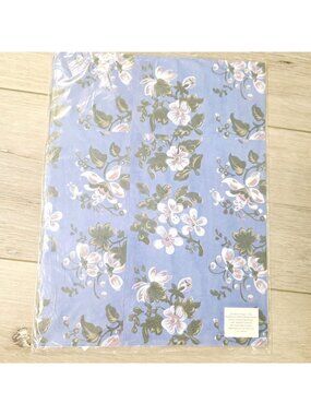 Vtg Gallery Art Isabella Ruth Doerfler Floral Blue Print Gift Wrapping Paper